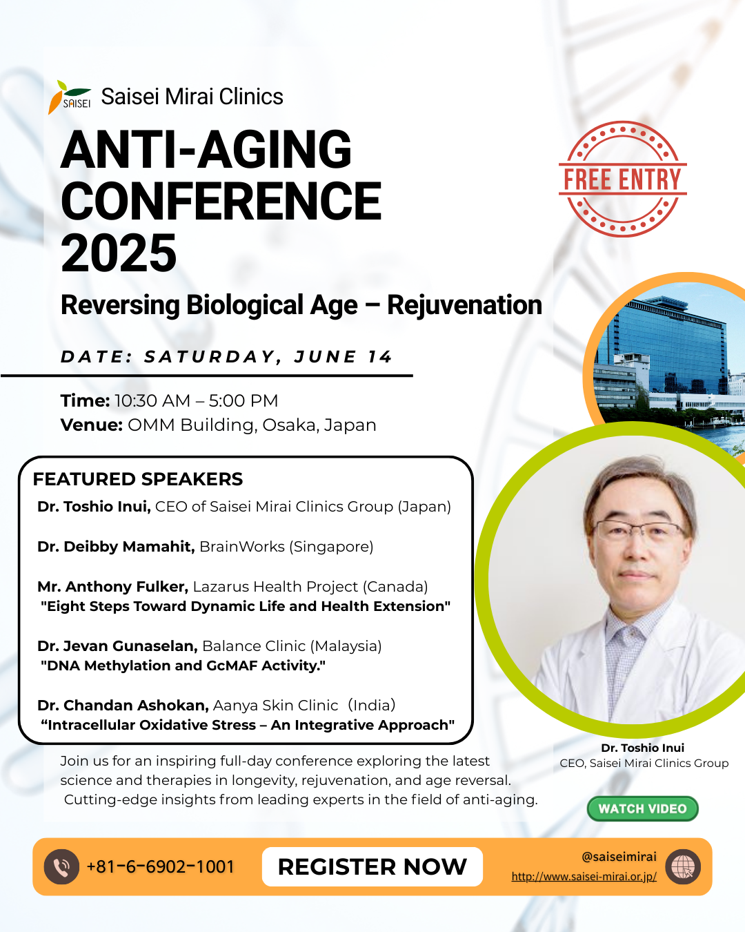 Saisei Mirai Clinics Anti-Aging Conference 2025 Osaka