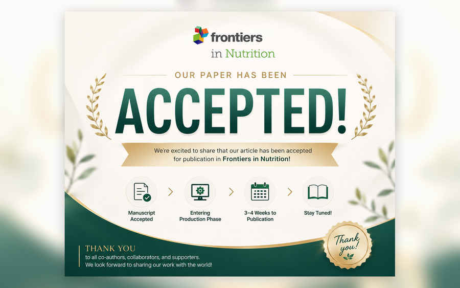 Our Article Has Been Accepted for Publication in Frontiers in Nutrition